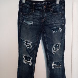American Eagle superlow super stretch jegging size 8 regular dark blue denim